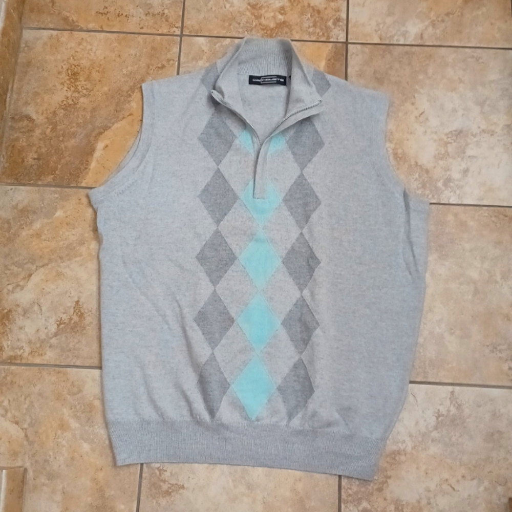 CARNOUSTIE 100% Merino WOOL zip sweater vest Men's sz Large